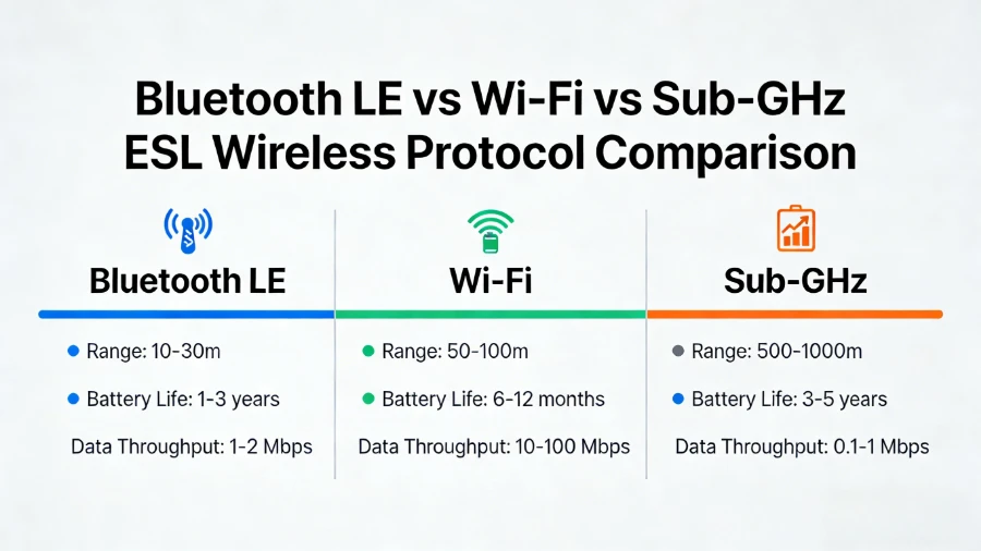 Bluetooth против Wi-Fi vs Sub-ГГц Нишони рафҳои электронӣ